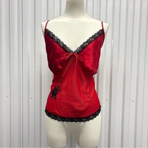 Red Goth Lace Trim Camisole